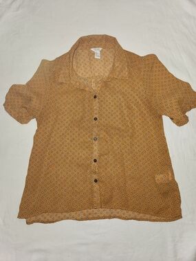 Forever 21 Mustard Yellow Polka Dot Button-Front Blouse